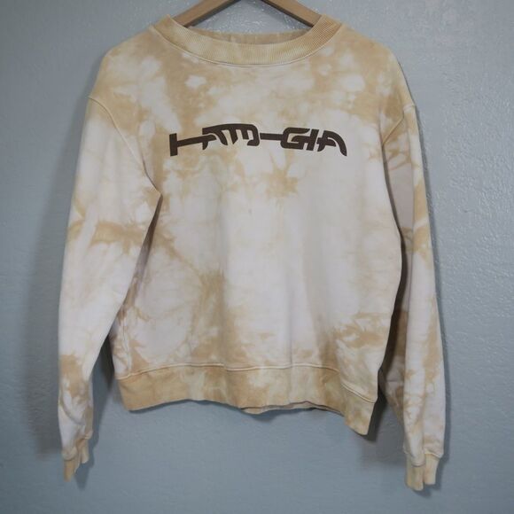 I.AM.GIA‎ Beige Tie Dye Sweater Crewneck Pullover Long Sleeve Lounge Comfy - Picture 9 of 9